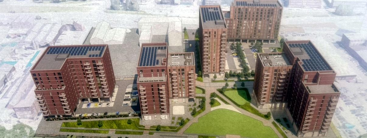 Kirkstall Road, Leeds — computer-generated image of the five-block scheme